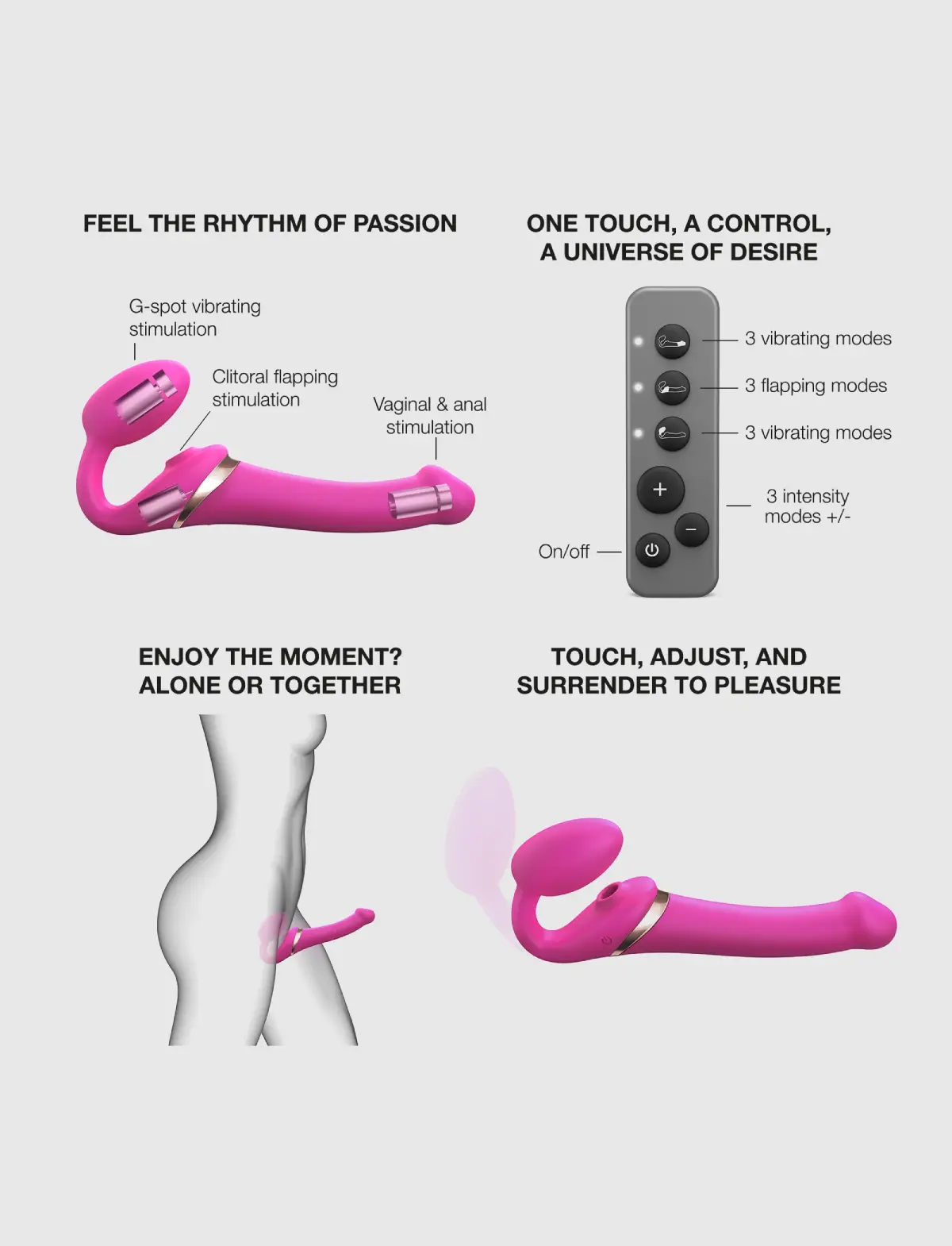 Strap-on Multi Orgasm Télécommandé 3 moteurs - Gode à moteur - Image 13