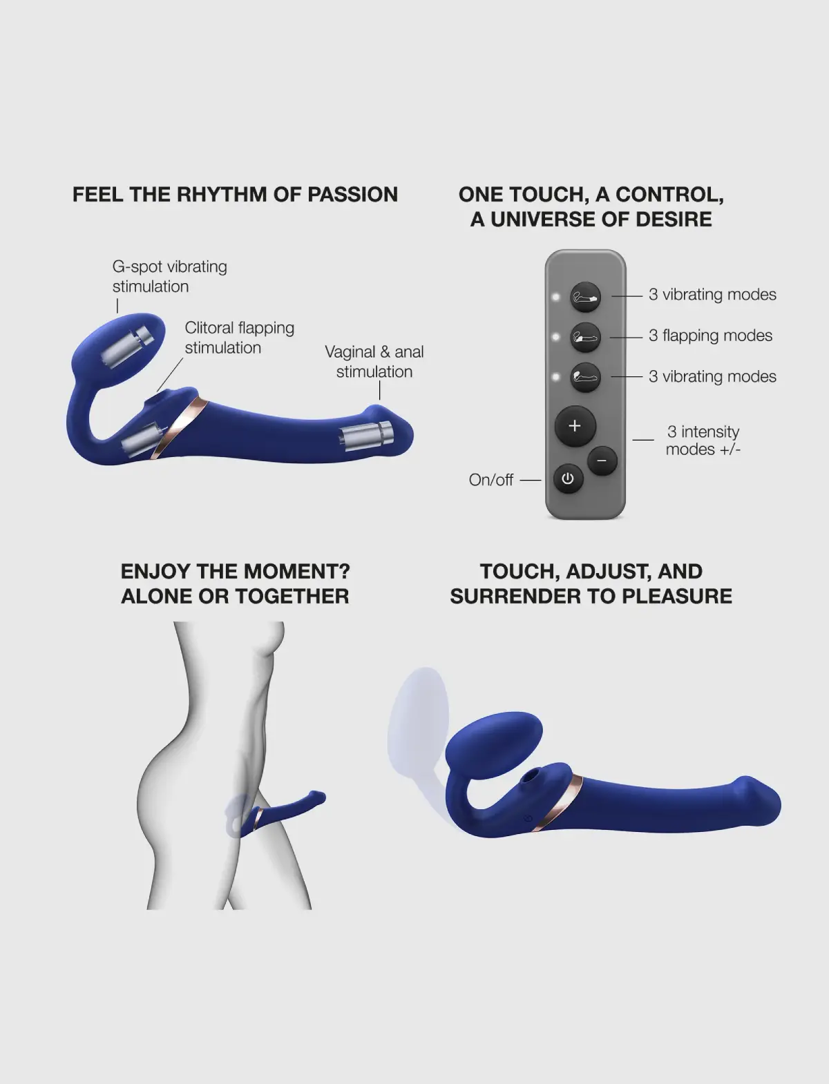 Strap-on Multi Orgasm Télécommandé 3 moteurs - Gode à moteur - Image 5